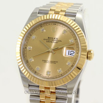 Rolex Datejust 41 Ref 126333 Steel 18KYG Champagne Diamond Dial